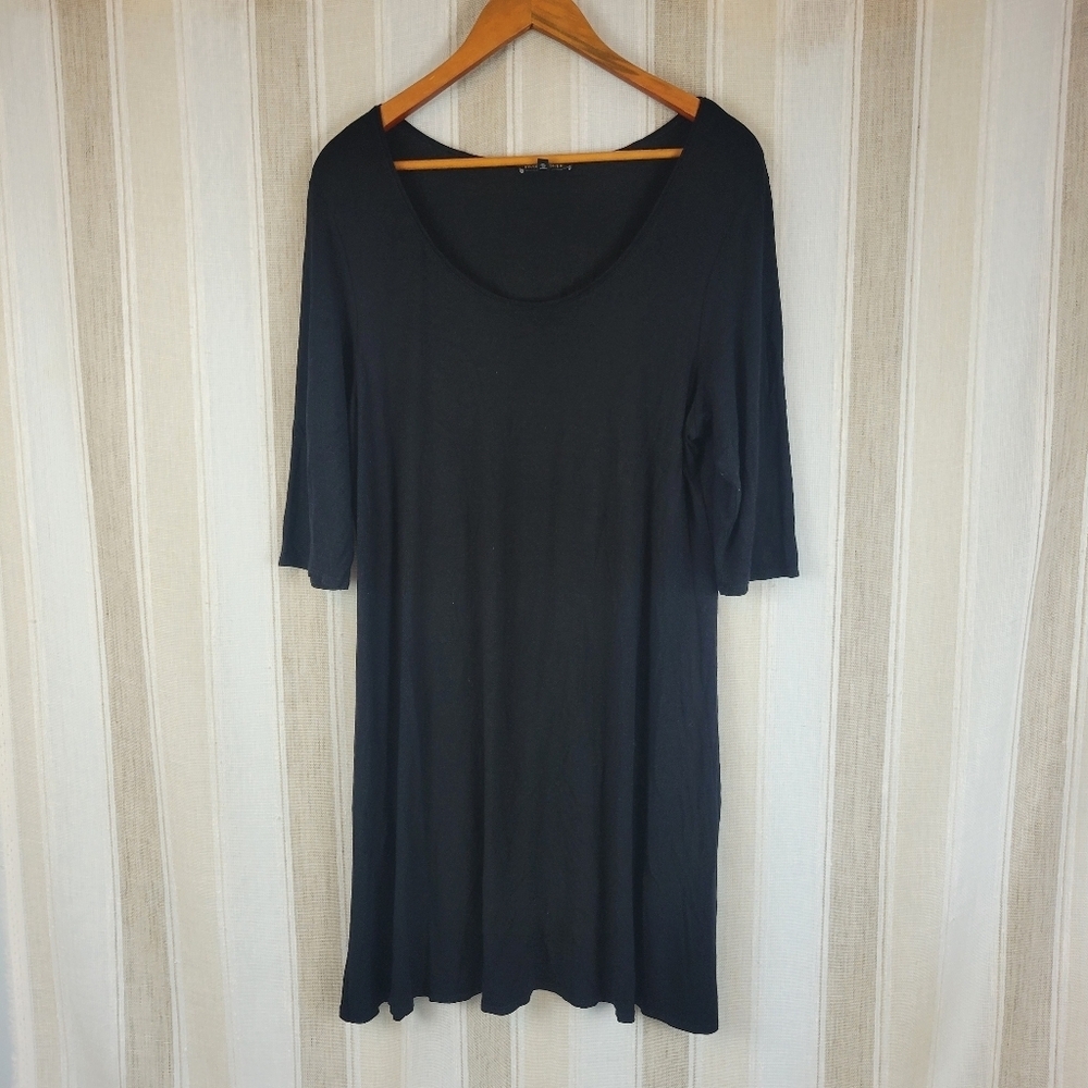 Eileen Fisher Soft Stretch Jersey Knit Little Black Dress Size Medium